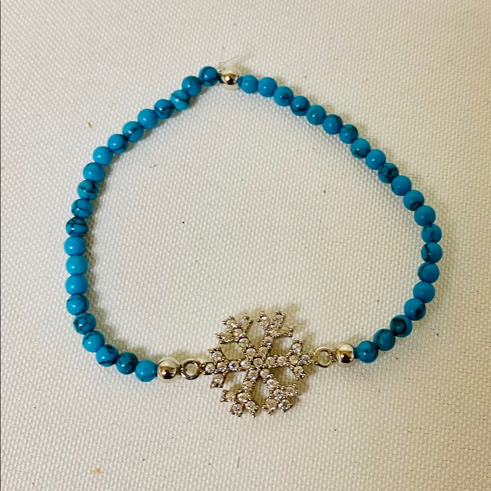 925 silver turquoise beads snowflake bracelet